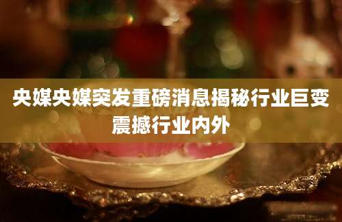 央媒央媒突发重磅消息揭秘行业巨变震撼行业内外