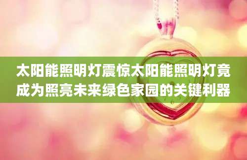 太阳能照明灯震惊太阳能照明灯竟成为照亮未来绿色家园的关键利器