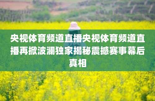 央视体育频道直播央视体育频道直播再掀波澜独家揭秘震撼赛事幕后真相
