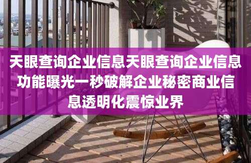 天眼查询企业信息天眼查询企业信息功能曝光一秒破解企业秘密商业信息透明化震惊业界