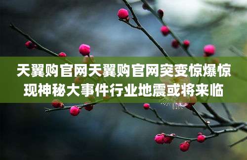 天翼购官网天翼购官网突变惊爆惊现神秘大事件行业地震或将来临
