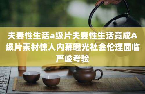 夫妻性生活a级片夫妻性生活竟成A级片素材惊人内幕曝光社会伦理面临严峻考验