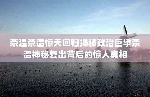 奈温奈温惊天回归揭秘政治巨擘奈温神秘复出背后的惊人真相