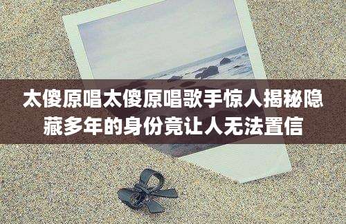 太傻原唱太傻原唱歌手惊人揭秘隐藏多年的身份竟让人无法置信