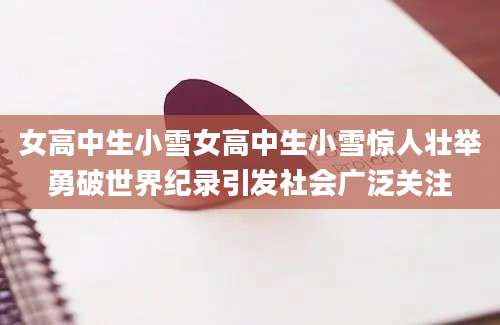 女高中生小雪女高中生小雪惊人壮举勇破世界纪录引发社会广泛关注