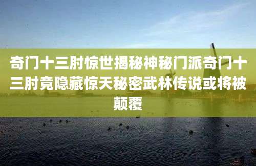 奇门十三肘惊世揭秘神秘门派奇门十三肘竟隐藏惊天秘密武林传说或将被颠覆