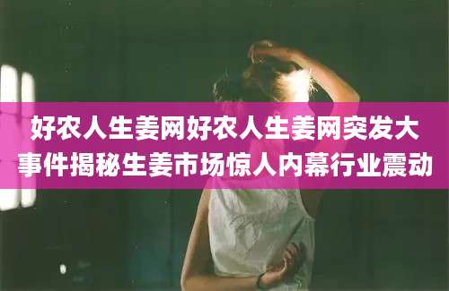 好农人生姜网好农人生姜网突发大事件揭秘生姜市场惊人内幕行业震动