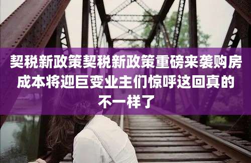 契税新政策契税新政策重磅来袭购房成本将迎巨变业主们惊呼这回真的不一样了