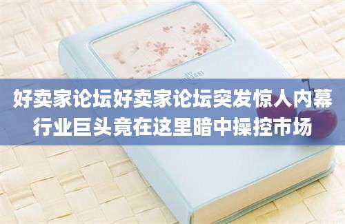 好卖家论坛好卖家论坛突发惊人内幕行业巨头竟在这里暗中操控市场