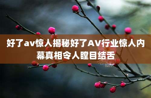 好了av惊人揭秘好了AV行业惊人内幕真相令人瞠目结舌