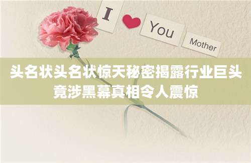 头名状头名状惊天秘密揭露行业巨头竟涉黑幕真相令人震惊