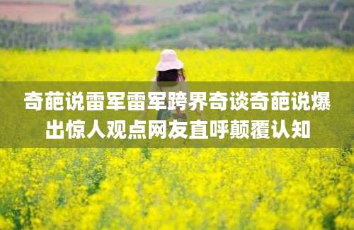 奇葩说雷军雷军跨界奇谈奇葩说爆出惊人观点网友直呼颠覆认知