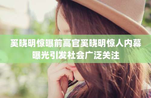 奚晓明惊曝前高官奚晓明惊人内幕曝光引发社会广泛关注