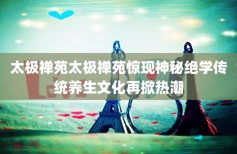 太极禅苑太极禅苑惊现神秘绝学传统养生文化再掀热潮