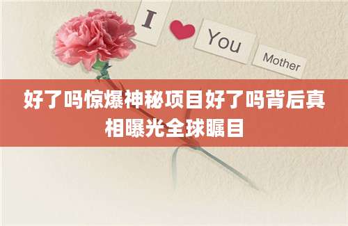 好了吗惊爆神秘项目好了吗背后真相曝光全球瞩目