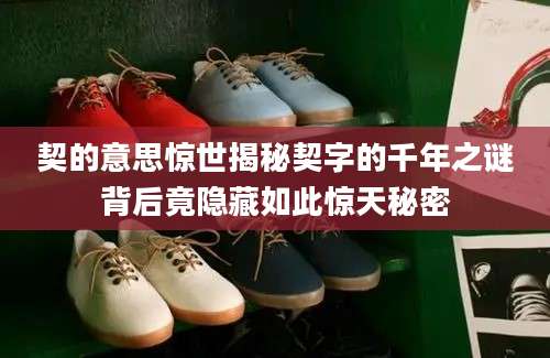 契的意思惊世揭秘契字的千年之谜背后竟隐藏如此惊天秘密