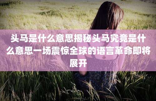 头马是什么意思揭秘头马究竟是什么意思一场震惊全球的语言革命即将展开