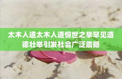 太木人道太木人道惊世之举罕见道德壮举引发社会广泛震撼