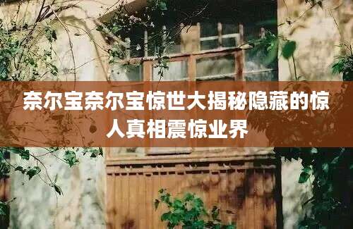 奈尔宝奈尔宝惊世大揭秘隐藏的惊人真相震惊业界