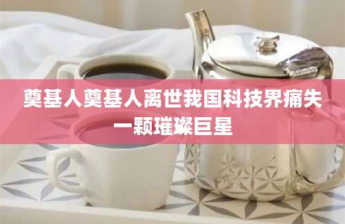 奠基人奠基人离世我国科技界痛失一颗璀璨巨星