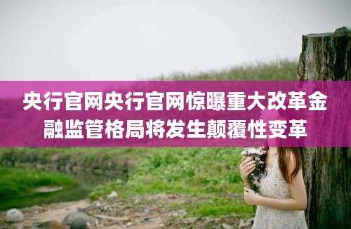央行官网央行官网惊曝重大改革金融监管格局将发生颠覆性变革