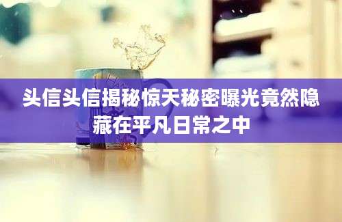 头信头信揭秘惊天秘密曝光竟然隐藏在平凡日常之中