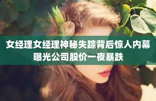 女经理女经理神秘失踪背后惊人内幕曝光公司股价一夜暴跌