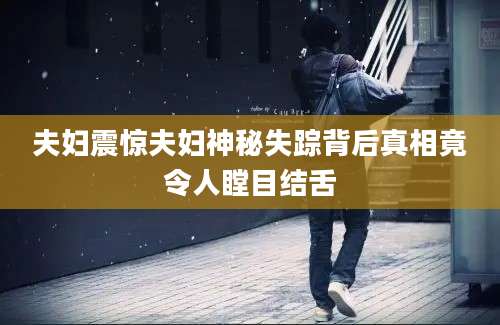 夫妇震惊夫妇神秘失踪背后真相竟令人瞠目结舌