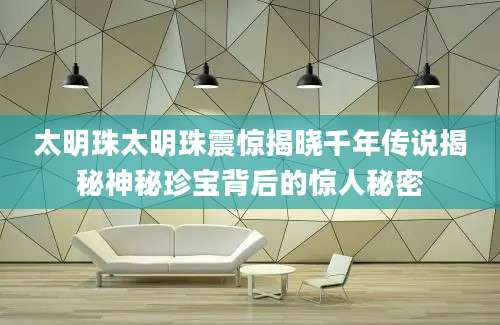 太明珠太明珠震惊揭晓千年传说揭秘神秘珍宝背后的惊人秘密