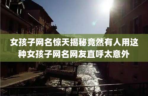 女孩子网名惊天揭秘竟然有人用这种女孩子网名网友直呼太意外