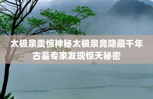 太极泉震惊神秘太极泉竟隐藏千年古墓专家发现惊天秘密