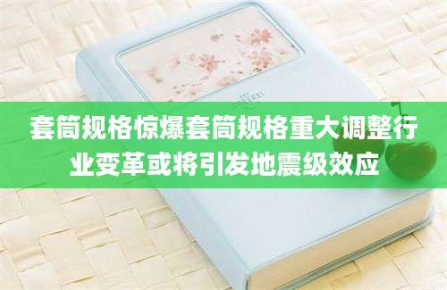 套筒规格惊爆套筒规格重大调整行业变革或将引发地震级效应