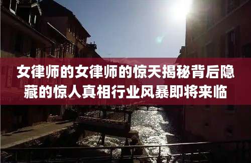 女律师的女律师的惊天揭秘背后隐藏的惊人真相行业风暴即将来临