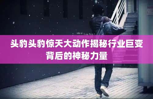 头豹头豹惊天大动作揭秘行业巨变背后的神秘力量