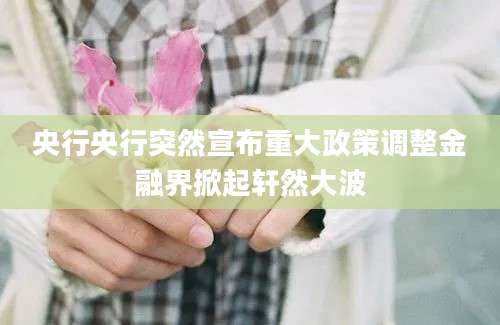 央行央行突然宣布重大政策调整金融界掀起轩然大波