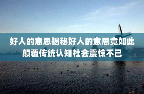 好人的意思揭秘好人的意思竟如此颠覆传统认知社会震惊不已