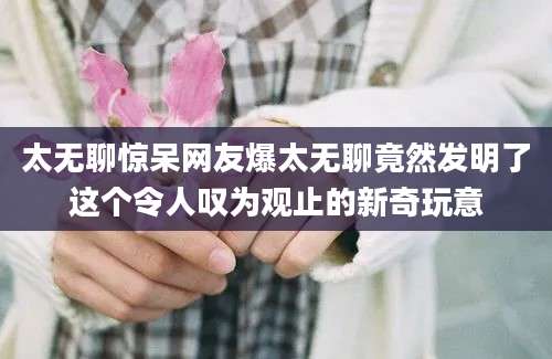 太无聊惊呆网友爆太无聊竟然发明了这个令人叹为观止的新奇玩意