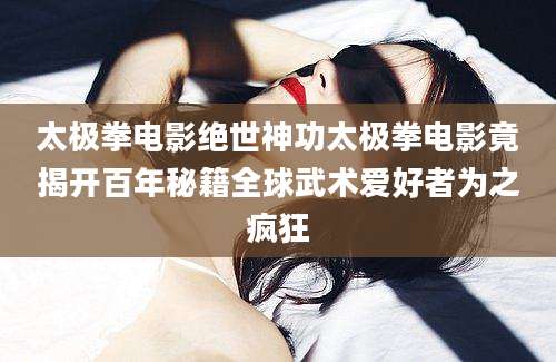 太极拳电影绝世神功太极拳电影竟揭开百年秘籍全球武术爱好者为之疯狂