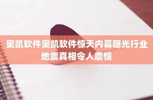 奥凯软件奥凯软件惊天内幕曝光行业地震真相令人震惊