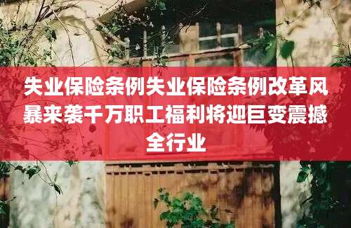 失业保险条例失业保险条例改革风暴来袭千万职工福利将迎巨变震撼全行业